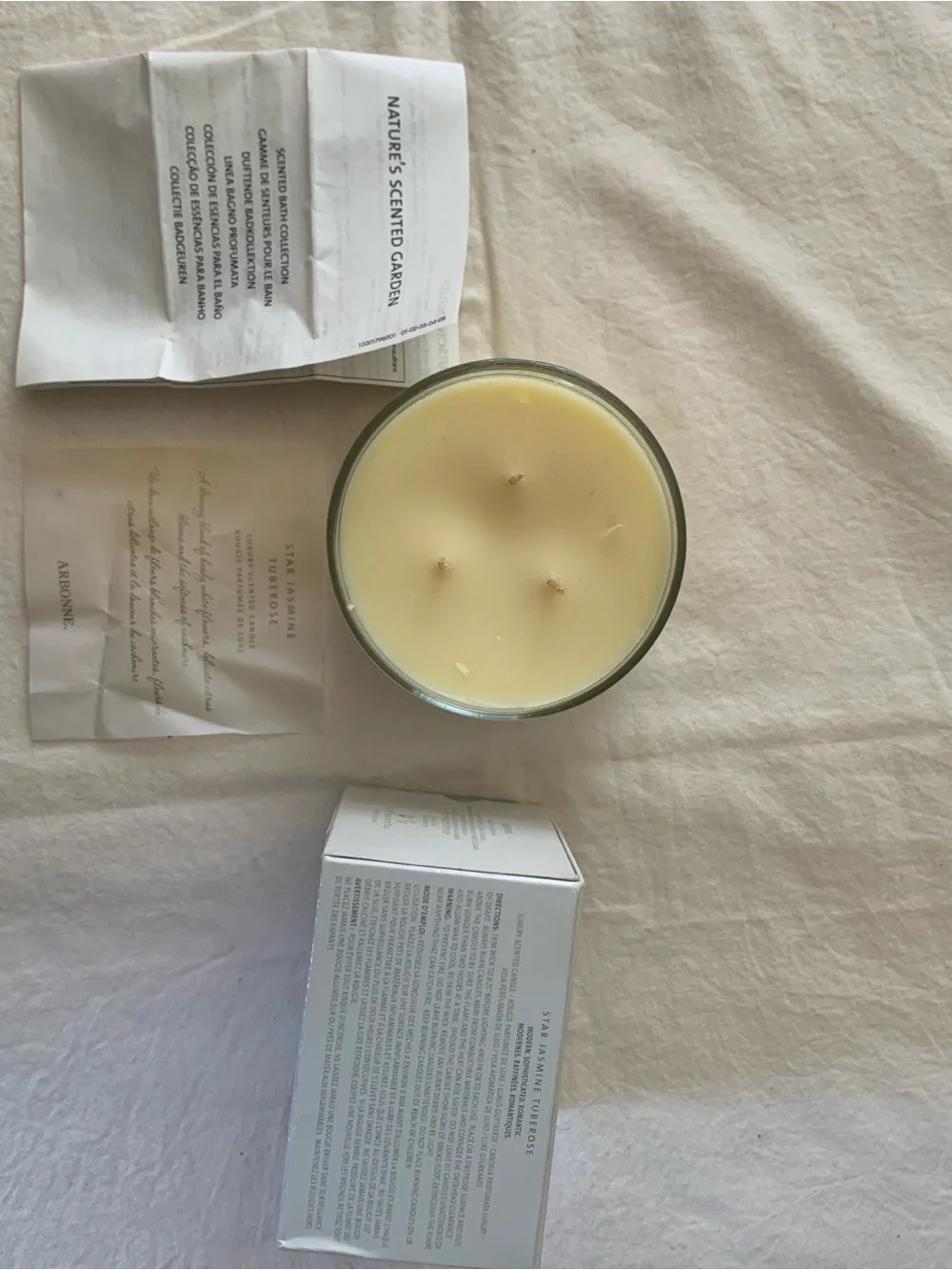 Arbonne Star Jasmine Tuberose Luxury Scented Candle - White